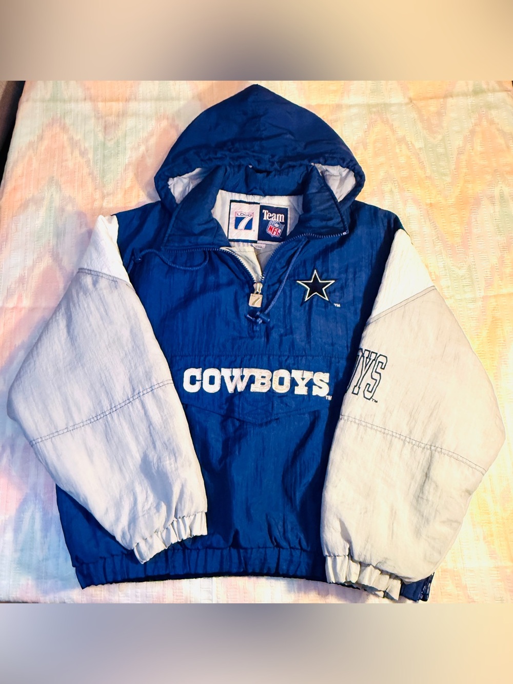 ⭐️ Vintage 90’s NFL Dallas Cowboys Logo 7 Puffer Pullover Jacket ~ Men’s XL
